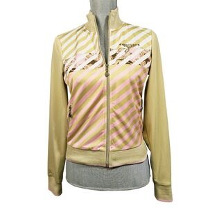 Enyce Womens Pink Gold Y2K Zip Track Jacket M Hip Hop Retro  Streetwear Layering